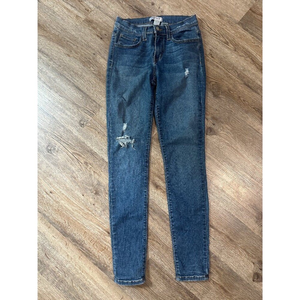 Judy Blue Size 9/29 Distressed Skinny Jeans Mid Rise Made in USA Medium Wash